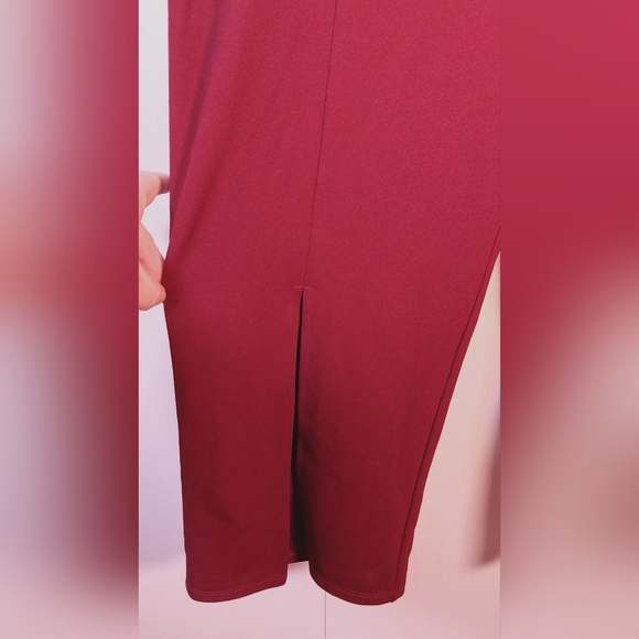 Eloquii Maroon Straight Leg Trouser Size 16 Front Slit Pants Office Date Preppy - Picture 3 of 10